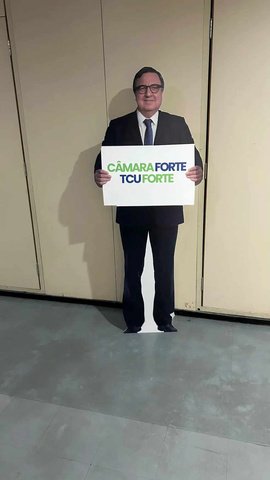 Totem do deputado Danilo Forte para divulgar sua candidatura a uma vaga no TCU — Foto: Letícia Pille