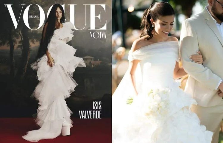 Tabata Aamaral usou vestido de Julia Pak, estilista que já vestiu Isis Valverde para a capa da Vogue — Foto: Vogue Brasil/ Ivan Erick Menezes e Reprodução/Redes Sociais