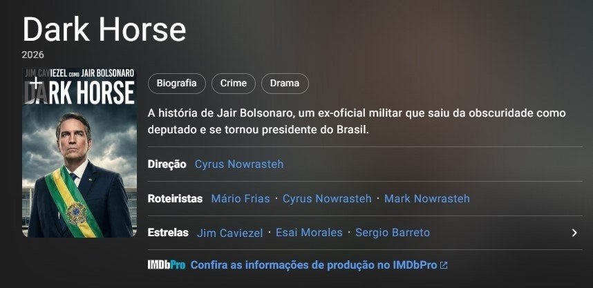 CGU apura se emendas parlamentares financiaram 'Dark Horse', filme sobre Bolsonaro