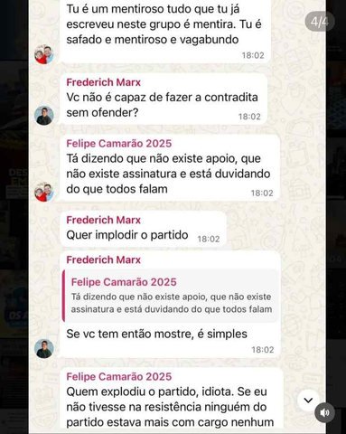 Troca de mensagens no grupo petista no Maranhão — Foto: Arquivo Pessoal
