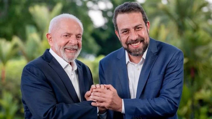 Lula e Guilherme Boulos em gravação no Palácio da Alvorada, em 2024 — Foto: Divulgação/Campanha Boulos