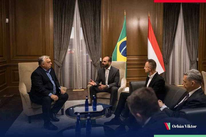Viktor Orbán se reúne com Eduardo Bolsonaro nos EUA e reclama de 'caças às bruxas políticas' no Brasil