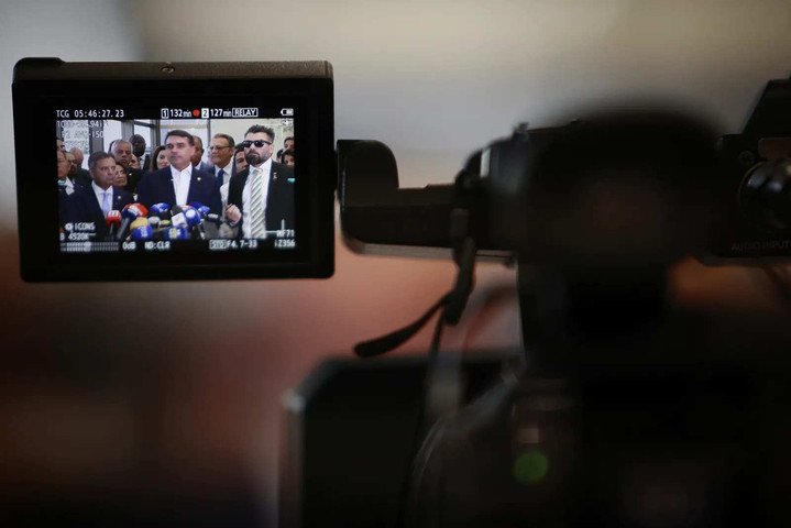 A declaração de Flávio ocorreu após ele se reunir nesta terça-feira com integrantes do PL em Brasília — Foto: Cristiano Mariz / Agência O Globo