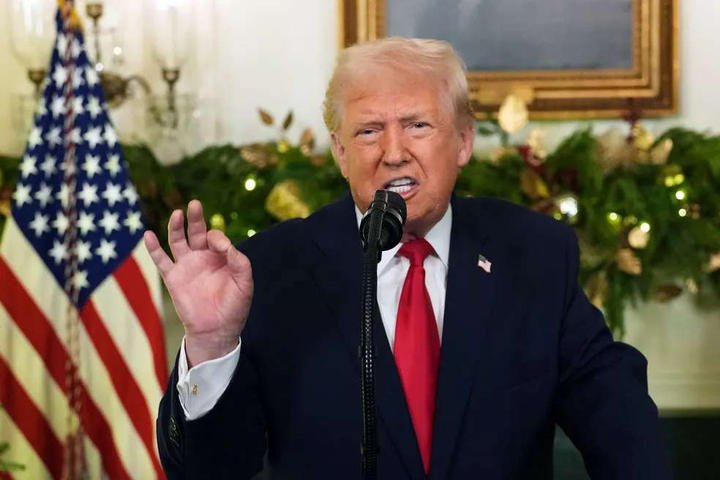 O presidente americano, Donald Trump, discursou na noite de quarta-feira na Casa Branca — Foto: Doug Mills/AFP