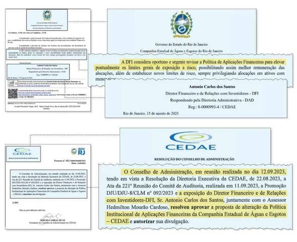 Parecer a favor da revisão da política de investimentos e documento com aval do Conselho de Administração — Foto: Editoria de Arte