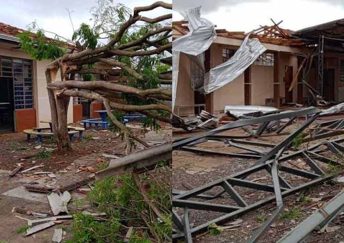 Escolas estaduais destruídas em Rio Bonito do Iguaçu — Foto: Divulgação/GOVPR