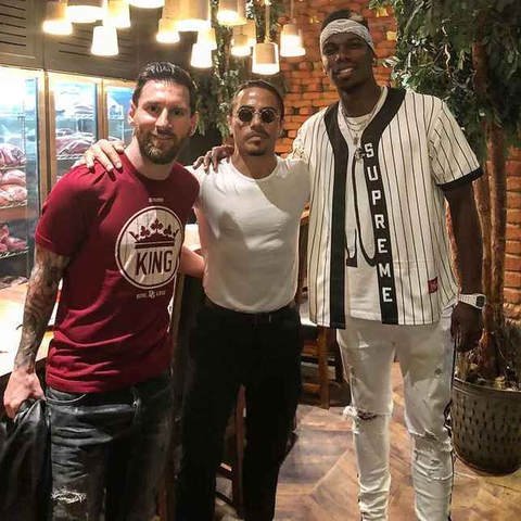 Salt Bae ao lado de Messi e Pogba — Foto: Reprodução/Instagram