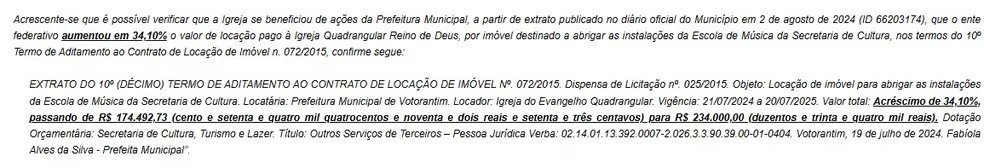 Decisão do tribunal que classificou aumento de aluguel de imóvel de igreja como abuso de poder econômico — Foto: Consulta Unificada TSE