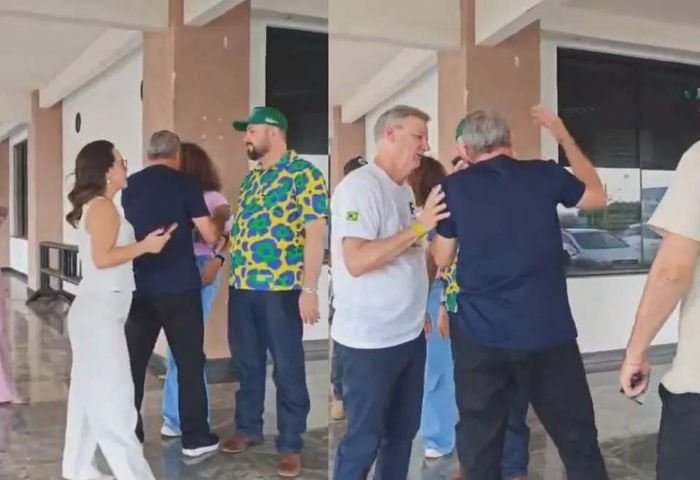 Prefeito de Sorriso reclamou por não ter sido chamado ao palco — Foto: Reprodução