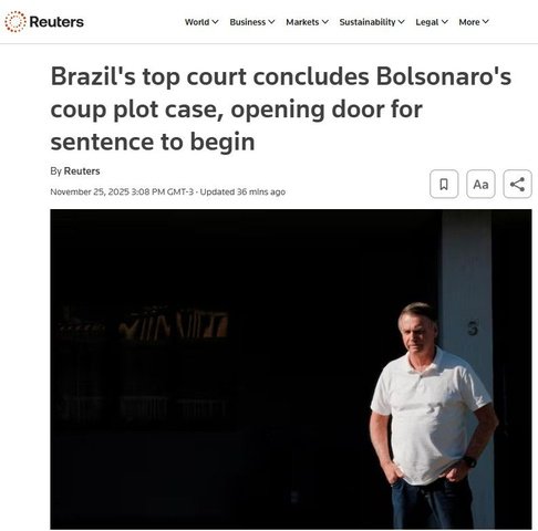 Imprensa internacional repercute início do cumprimento da pena de Jair Bolsonaro por golpe de Estado
