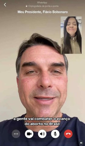 Priscila Costa em vídeo com Flávio Bolsonaro — Foto: Reprodução/Instagram