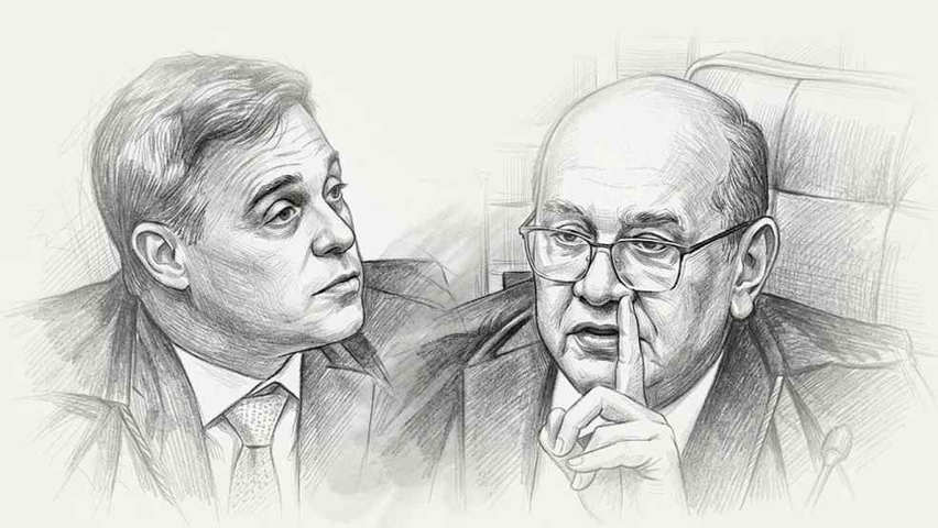 Gilmar e Mendonça discutem em sessão no STF, e decano afirma que colega adotou condução 'político eleitoral ' — Foto: Arte O GLOBO/ Fotomontagem com uso de IA