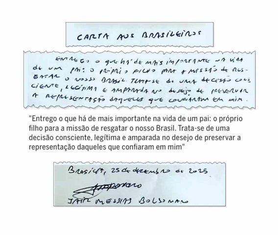 Bolsonaro escreveu carta de próprio punho — Foto: Reprodução