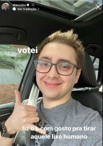 Influenciador declarou que votou no presidente Lula — Foto: Reprodução/Redes sociais