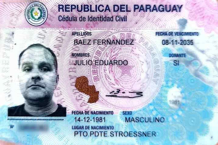 Documento de identidade utilizado por Silvinei Vasques no Paraguai — Foto: Reprodução/ Autoridades do Paraguai