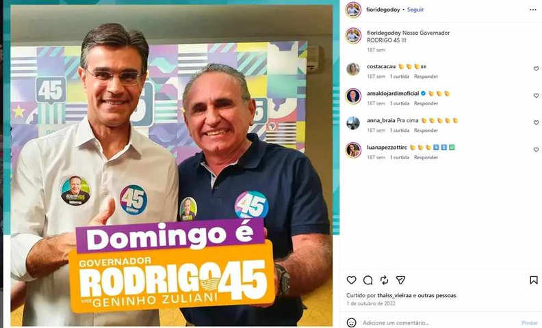 Fernando Fiori com Rodrigo Garcia — Foto: Reprodução Instagram